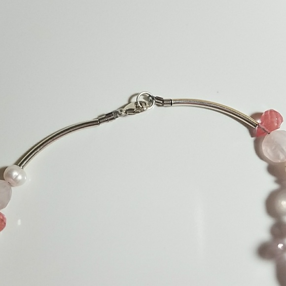Gorgeous Rose Quartz, Crystals & Pearls Necklace - Picture 2 of 3